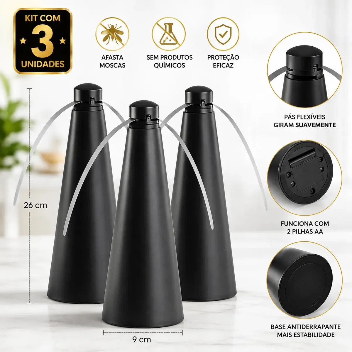 Zenvor FlyGuard™ — Kit 3 Espanta-Moscas Automáticos