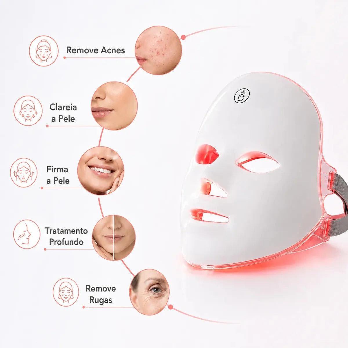 Mascara led facial Skincare led 7 cores EPS-7361 USB Recarregável Branco