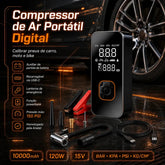 Auxiliar de Partida de Bateria Veicular Portátil Com Compressor de Ar Para Carro e Moto