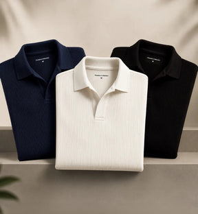 Kit Camisa Polo Masculina Canelada Gola Italiana Sem Botao