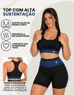 2 Conjunto Fitness Feminino Top E Short De Academia
