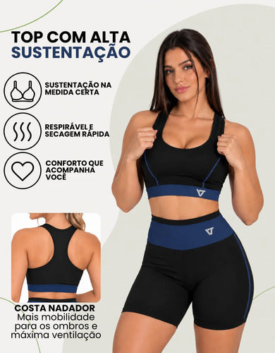 2 Conjunto Fitness Feminino Top E Short De Academia