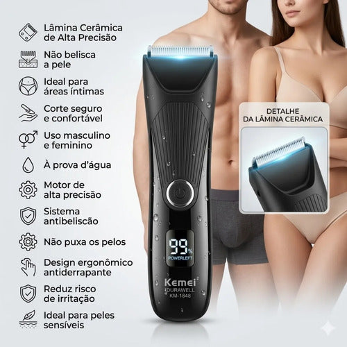 Aparador Pelos Corpo Barbeador Sem Fio Prova D'água Unissex