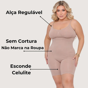Macaquinho Modelador Body Segunda Pele Plus Size Poliamida