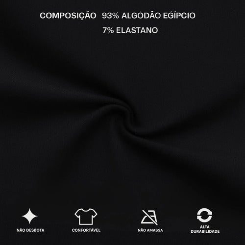Camiseta Algodão Egípcio Original C/ Elastano Lisa Masculina