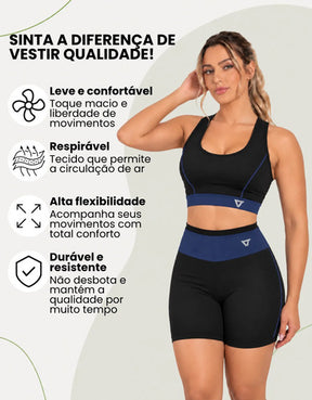 2 Conjunto Fitness Feminino Top E Short De Academia