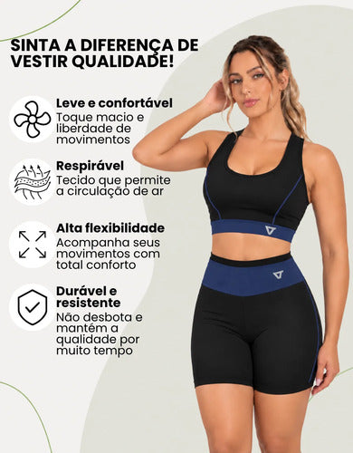 2 Conjunto Fitness Feminino Top E Short De Academia