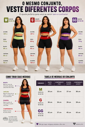 2 Conjunto Fitness Feminino Top E Short De Academia