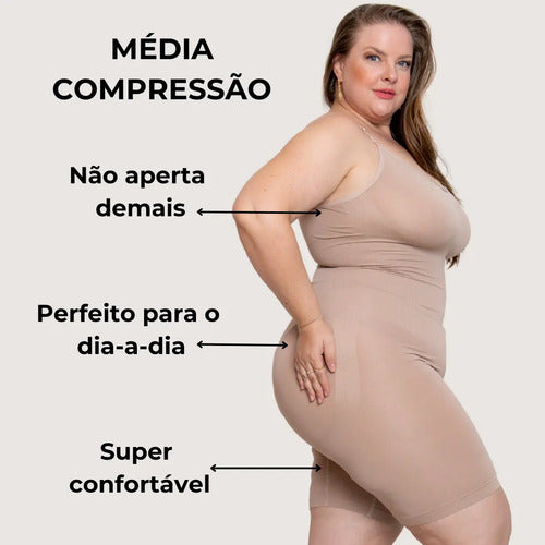 Macaquinho Modelador Body Segunda Pele Plus Size Poliamida