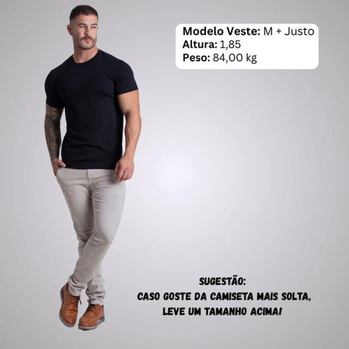 Camiseta Algodão Egípcio Original C/ Elastano Lisa Masculina