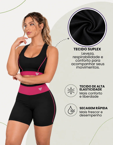 2 Conjunto Fitness Feminino Top E Short De Academia