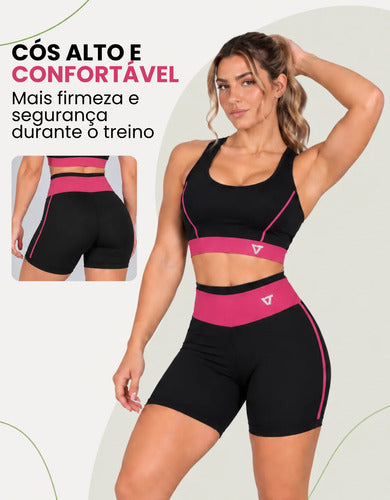 2 Conjunto Fitness Feminino Top E Short De Academia