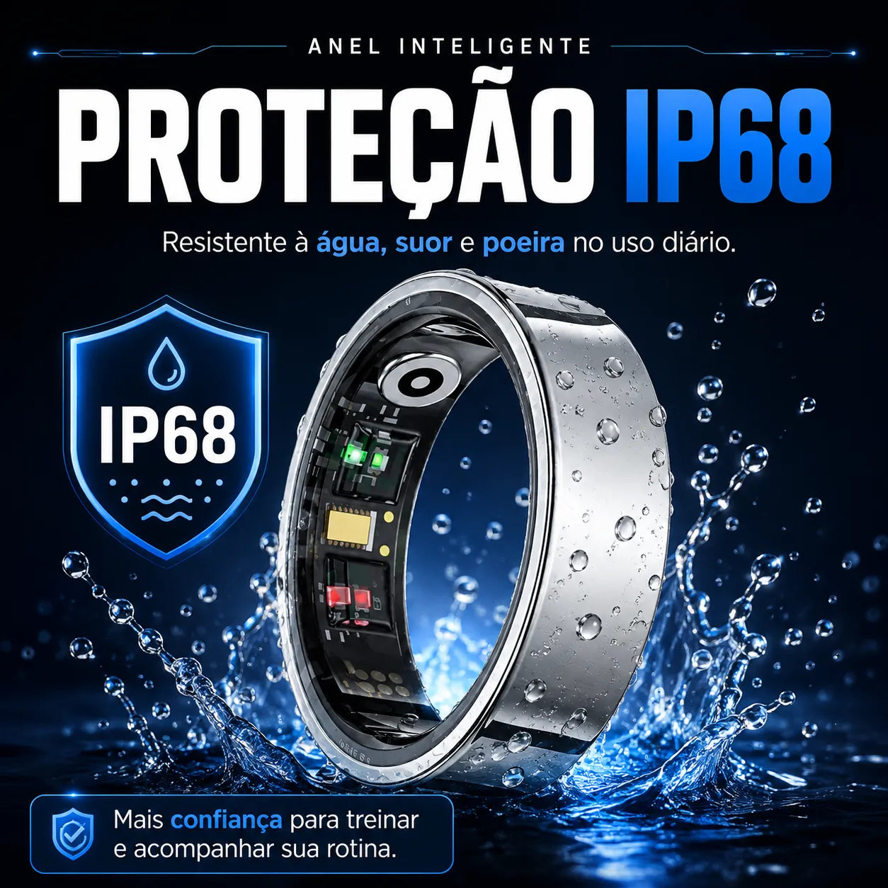 Anel Inteligente Smart Ring para Sono, Saúde e Performance